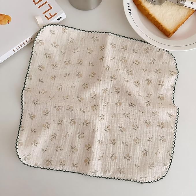 BuLuTu Cotton Muslin Kitchen Towels Set - Pack of 4 Cotton, 11x11 Inches, Kitchen Dish Towels Dishcloths Tea Towels Reusable Cleaning Rags, Stylish Wash Cloths, No Odor