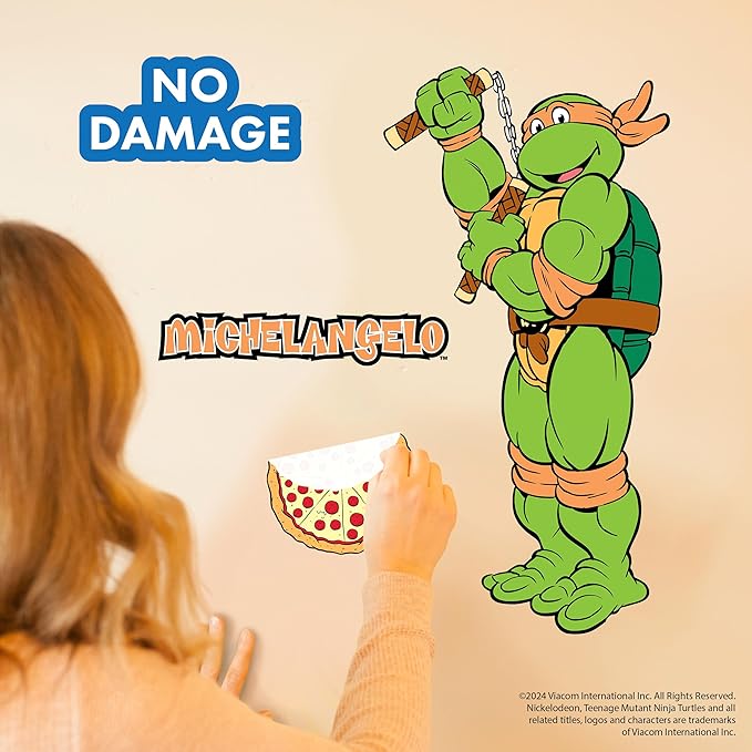 TMNT Teenage Mutant Ninja Turtles Michelangelo Wall Decal - 20" Mikey Orange Vinyl Wall Sticker Bedroom Decorations - Peel and Stick Room Decor
