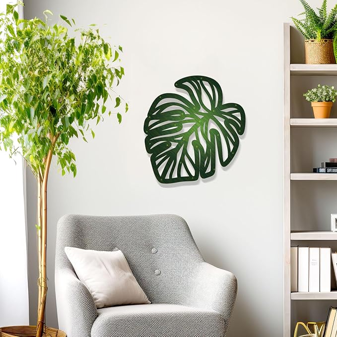 Zzbakress 3 Pcs Wooden Palm Leaves Wall Art Tropical Leaf Wall Art Natural Plant Wall Decor Vintage Wood Hollow Wall Decoration for Living Room Kitchen Bedroom Garden Office (Farmhouse, Leaves-A)