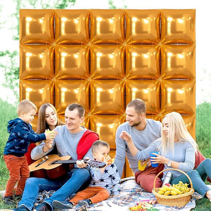 NISOCY Thanksgiving Fall Balloons 25PCS Brown Square Foil Balloons Wall Backdrop Double Sided Balloon Tunnel Arch Kit for Birthday Baby Bridal Shower Wedding Graduation Anniversary Party Decorations