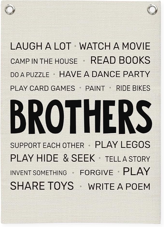 Boys Room Decor,Brothers Make The Best Friends Toddler Room Banner,Playroom Linen Canvas Wall Hanging Flag Decor for Nursery,Playroom,Bedroom,Living Room 18x25 Inch