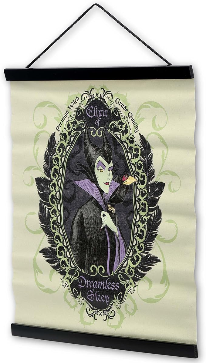 Open Road Brands Disney Villains Maleficent Elixir of Dreamless Sleep Hanging Canvas Banner - Mysterious Maleficent Wall Decor for Home