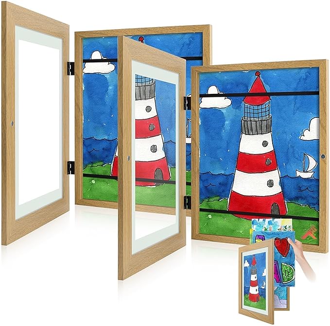 Golden State Art, 9x12 Kids Art Frames, Front-Opening Picture Frame Great for Kids Drawings, Artworks, Children Art Projects, Schoolwork, Home or Office (Brown, Set of 2)