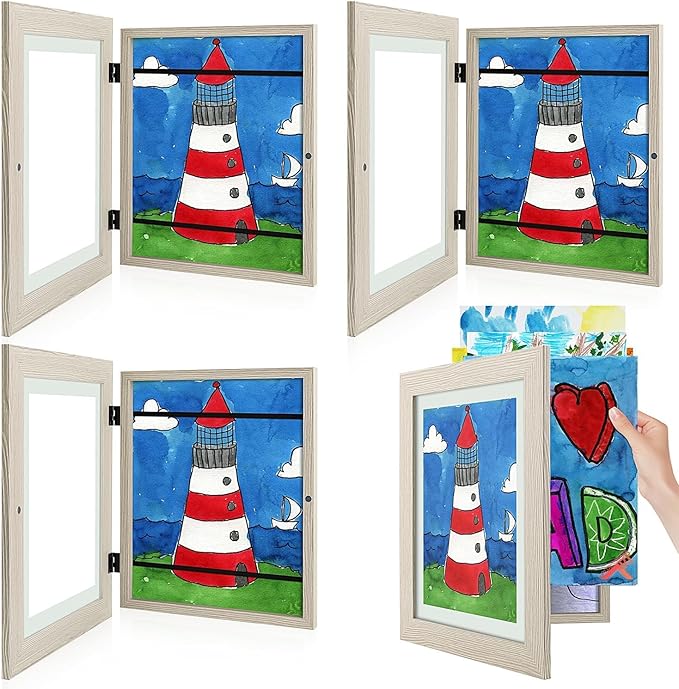 Golden State Art, 8.5x11 Kids Art Frames, Front-Opening Picture Frame Great for Kids Drawings, Artworks, Children Art Projects, Schoolwork, Home or Office (Grey, Set of 4)