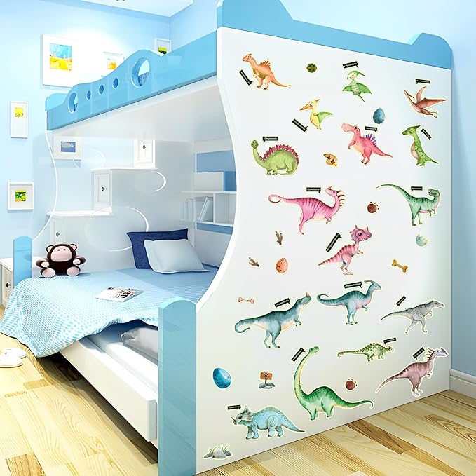 Glow in The Dark Dinosaur Wall Decals, Glowing Stickers for Ceiling, Boys Bedroom Decoration, Large Luminous Removable Dinosaur Wall Decor for Nursery, Kids Birthday Gift