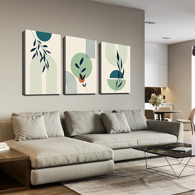 ZHAOSHOP Boho Artwork for Walls Bedroom Green Plants Prints Wall Art for Living Room 3 Piece Minimalism Picture Wall Decor Size 16 x 24 Inch
