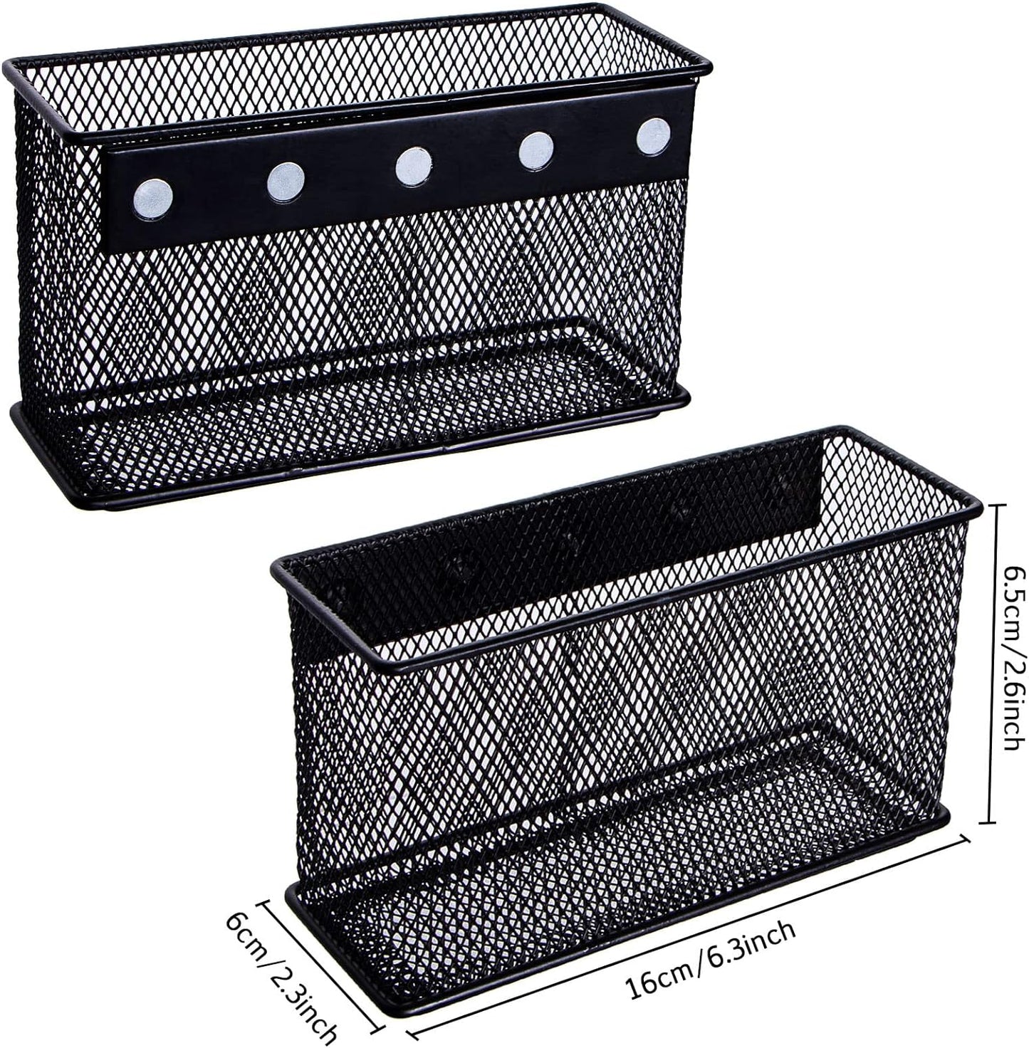 dedoot Magnetic Basket for refrigerator Storage Magnetic Pencil Holder Basket Mesh Black Strong Magnetic Pen Holder for Refrigerator,Whiteboard, Locker, Home and Office Organizer, 6.3x2.3x3.6inch
