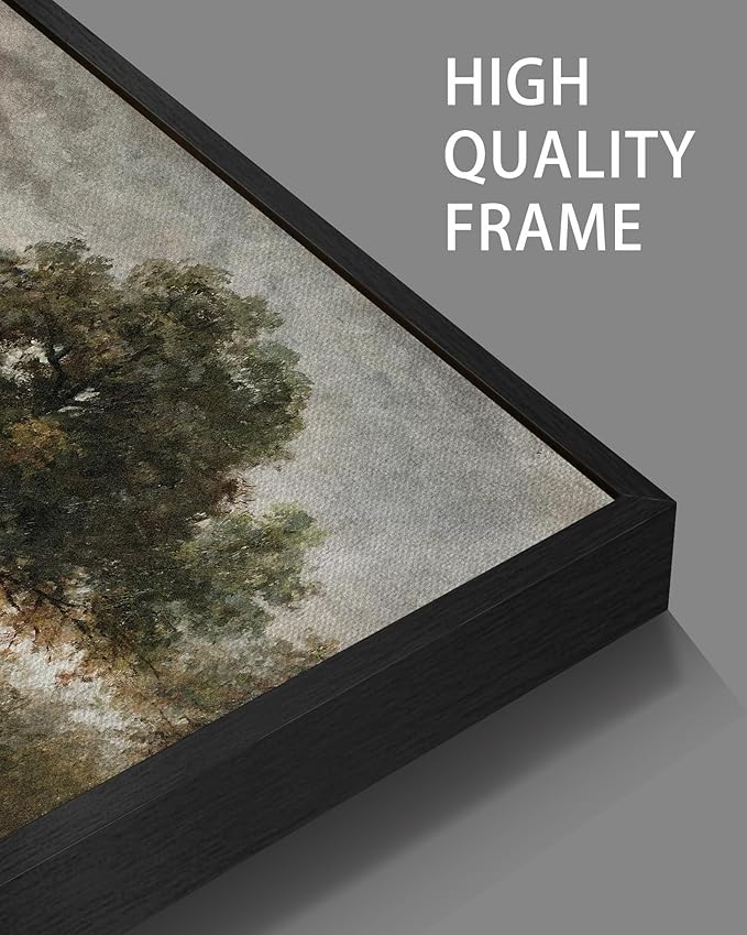 SHENIFY Vintage Landscape Framed Wall Art Meadow Flowers Farmhouse Decor Retro Classic Painting for Kitchen Living Room Bedroom Bathroom - 8x10in Black Framed