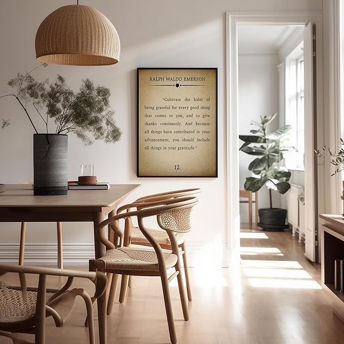 Poster Master Ralph Waldo Emerson Poster - Habit of Being Grateful Print - Gratitude Quote Art - Inspiring Gift for Men, Women - Motivational Decor for Office, Living Room - 11x14 UNFRAMED Wall Art