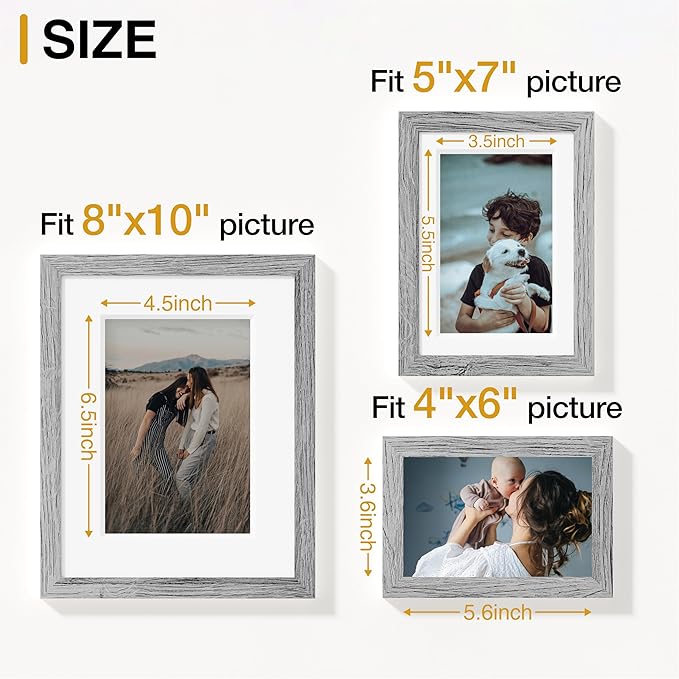 Vittanly 12 Pack Picture Frames Collage Wall Decor for Mounting or Tabletop Display, Gallery Wall Frame Set for Family, Multi Sizes Including 4pcs 8x10, 4pcs 5x7, 4pcs 4x6, Grey
