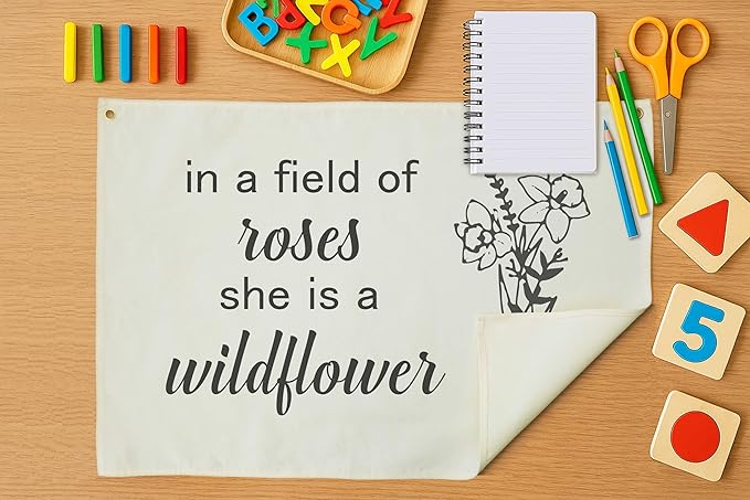 Rectangular Nursery Canvas Banner Wall Decor for Nursery Bedroom Reading Room Playroom Decor,Poster Flag Sign Art for Baby Boy Girl Kids,Baby Shower Birthday Christmas Gift-In a Field of Roses