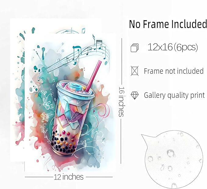 Suvinor 6Pcs Teen Girls Bedroom Canvas Wall Art Blue Preppy Perfume Cosmetics Headphones Painting Picture Wall Decor Music Lover Print Artwork for Girl Bedroom Bathroom Dorm Home Decoration Unframed