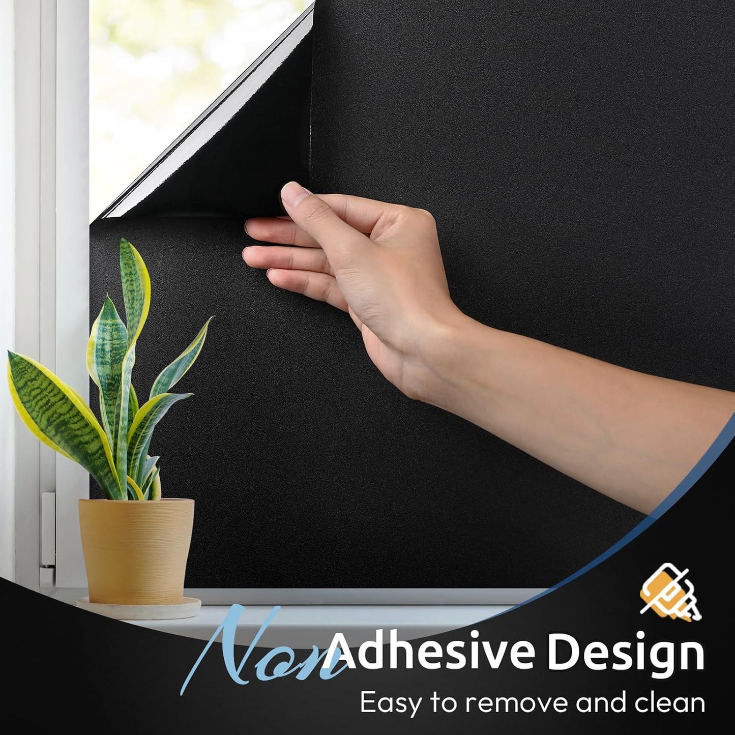 rabbitgoo Blackout Window Film, Sun Heat Blocking Privacy Cover for Glass, Removable Opaque Room Darkening Dark Black Out Window Covers Tint Shades for Home Day Sleep Light Blocker 29.5 x 157 Inches