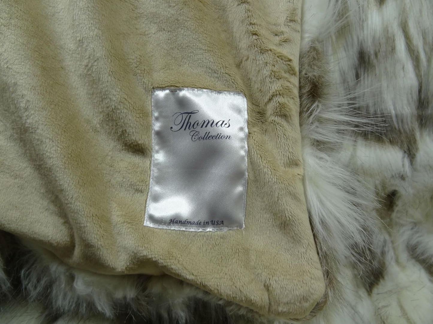 Ivory Faux Fur Throw Blanket & Bedspread Tibet Fox Fur - Ivory Beige Luxury Soft Faux Fur, Handmade in US, 16445