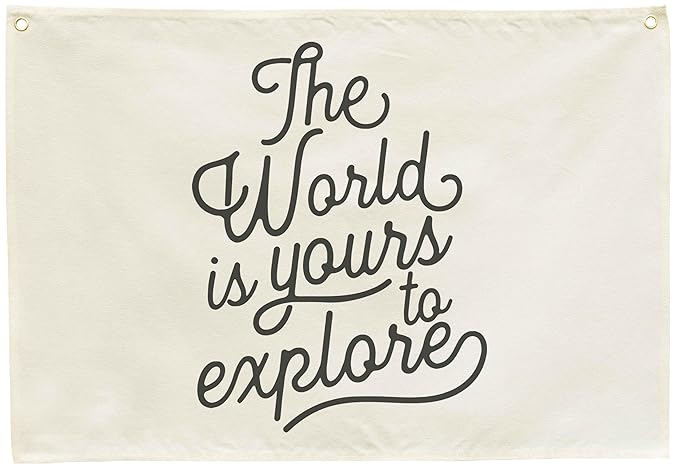 Baby Growth Stuff-Nursery Rectangular Canvas Banner Wall Decor for Nursery Playroom,Poster Flag Sign Wall Art for Baby Boy Girl,Baby Shower Birthday Christmas Gift-The World Is Yours to Explore