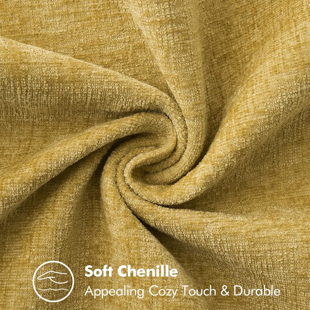 MIULEE Pack of 2 Couch Throw Pillow Covers 12x20 Inch Mustard Yellow Farmhouse Decorative Pillow Covers with Stitched Edge Soft Chenille Solid Dyed Fall Pillow Covers for Sofa Bed Living Room