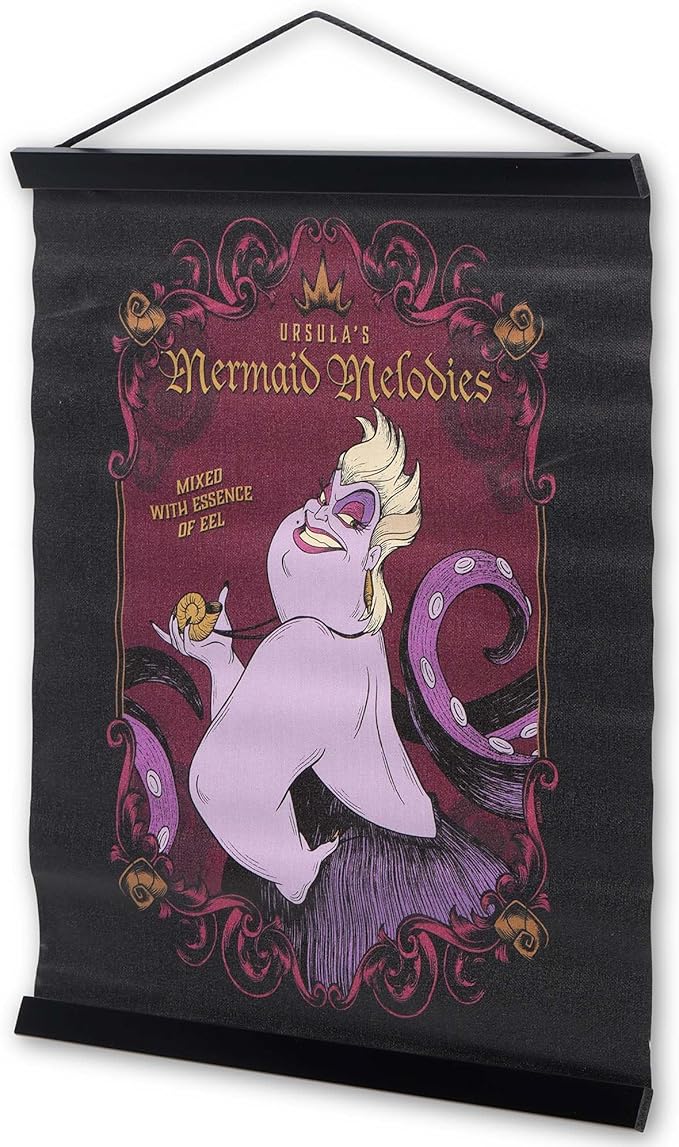Open Road Brands Disney Villains Ursula Mermaid Melodies Hanging Canvas Banner - Fun Ursula Wall Decor for Movie Room or Bedroom