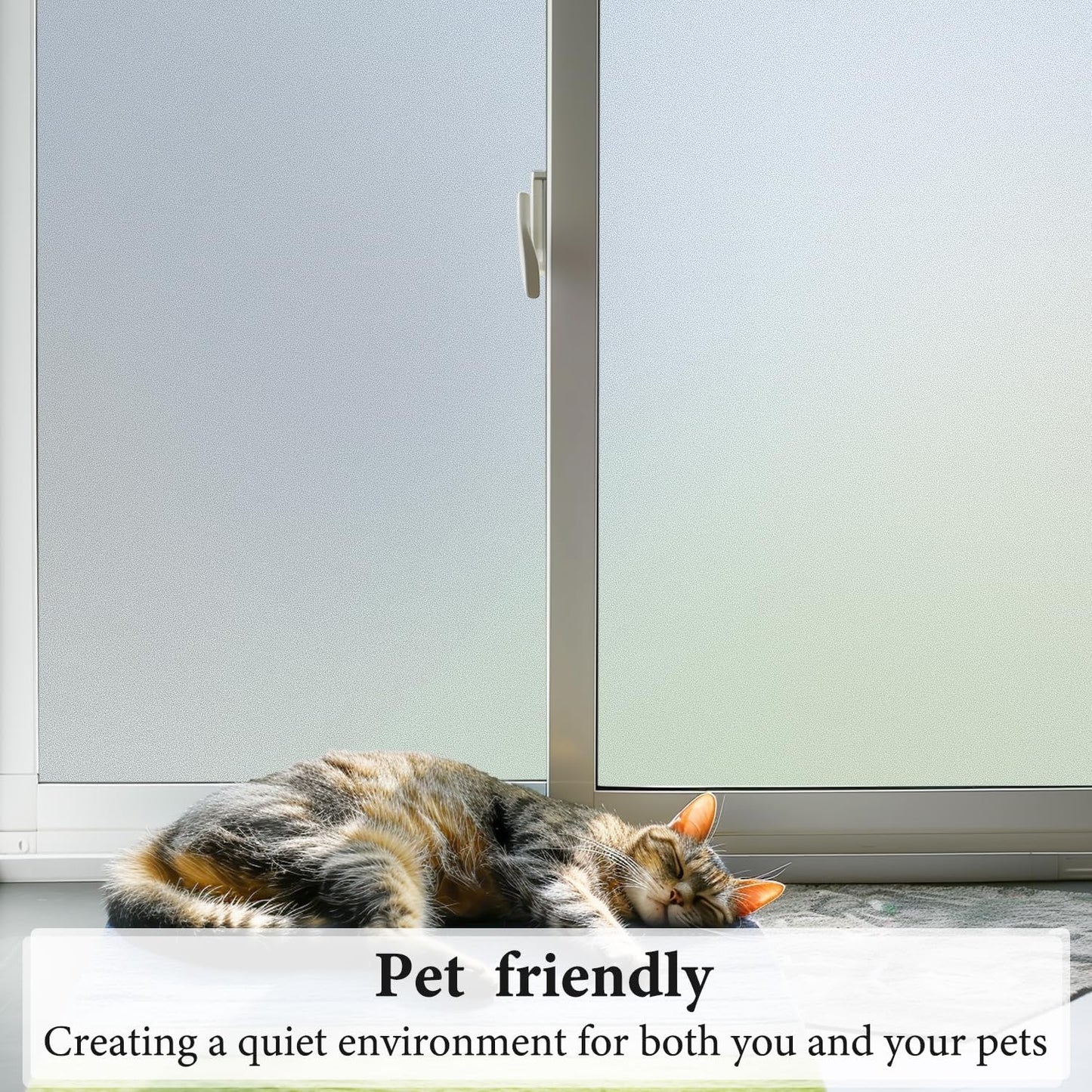 DUOFIRE Privacy Window Film Natural Frosted Glass Film Static Cling Glass Film No Glue Anti-UV Window Sticker Non Adhesive for Privacy Office Meeting Room Bathroom Living Room 35.4 x 157.4 inch. S001