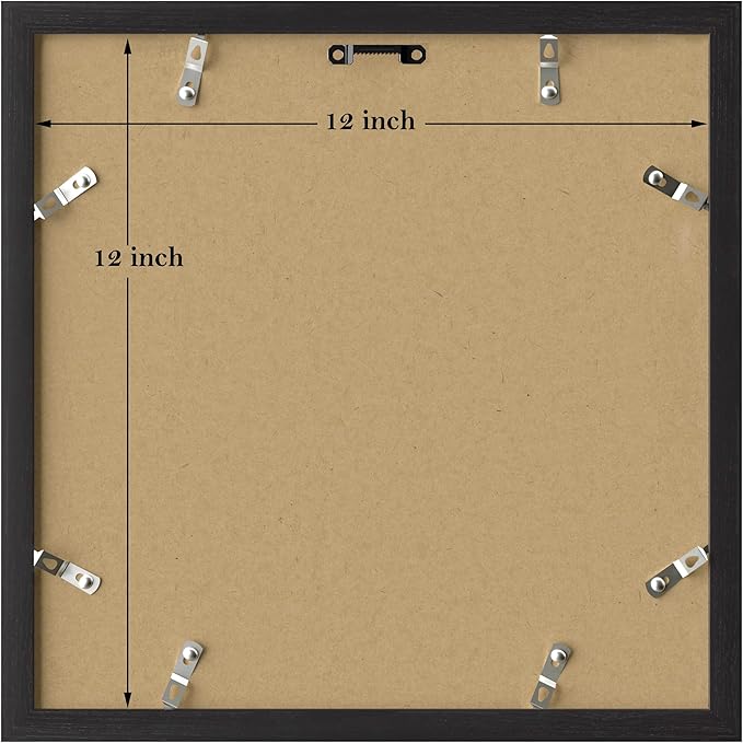 eletecpro 12x12 Picture Frames Set of 9 with 12x12 inches Mat, No Opening Free Size Mat for Multi-size Photos, Square Gallery Wall Decor, Black Collage Frame Set for Wall Hanging