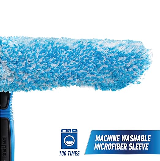 Unger Professional Connect and Clean Total Pro Cleaning Kit, All-in-One Household Window Washing with Streak-Free Results, Includes 12” Squeegee, 14” Scrubber Washer, Telescopic Pole Extends Up to 6’