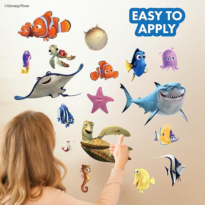 Disney Finding Nemo Wall Decals - Set of 17 Vinyl Stickers for Nursery Bedroom Bathroom - Peel and Stick Room Decorations