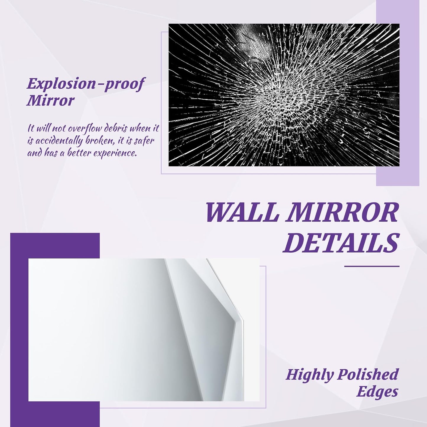 Bathroom Mirror for Wall, 30" x 40" Arched Mirror, Bathroom Vanity Mirrors, Beveled Edge Frameless Wall Mount Vanity Mirror, Wall Mirror Decorative, Irregular Beveled Edge Mirror