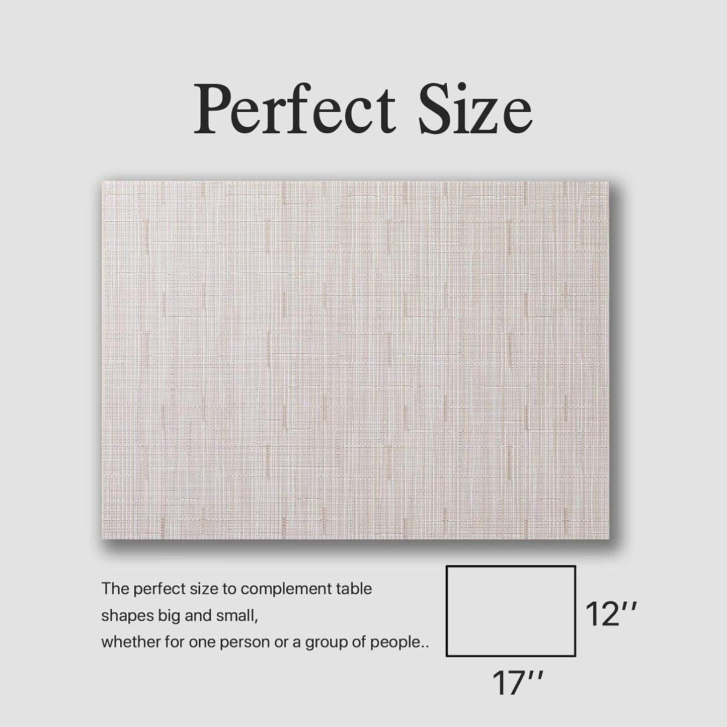 Placemats Set of 6 - Easy Clean Woven Vinyl Placemats for Dining Table, Indoor/Outdoor Place Mats, Washable PVC Table Mats （Pale Beige）