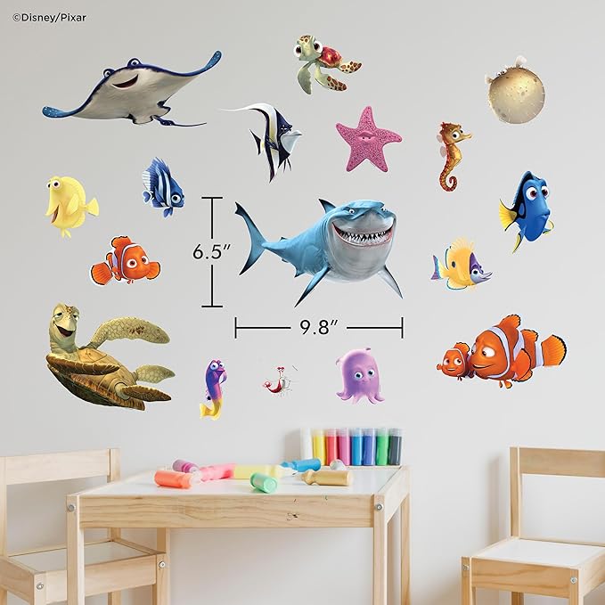 Disney Finding Nemo Wall Decals - Set of 17 Vinyl Stickers for Nursery Bedroom Bathroom - Peel and Stick Room Decorations