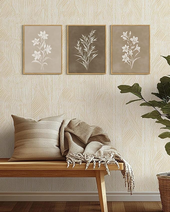 Drsoum Vintage Neutral Botanical Flower Wall Art Framed Retro Colorful Boho Floral Prints Morden Retro Wildflower Rustic Artwork Kitchen Dining Room Ready to Hang 11x14in Natural Framed