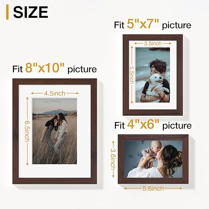 Vittanly 12 Pack Picture Frames Collage Wall Decor for Mounting or Tabletop Display, Gallery Wall Frame Set for Family, Multi Sizes Including 8x10, 5x7, 4x6, Light Brown