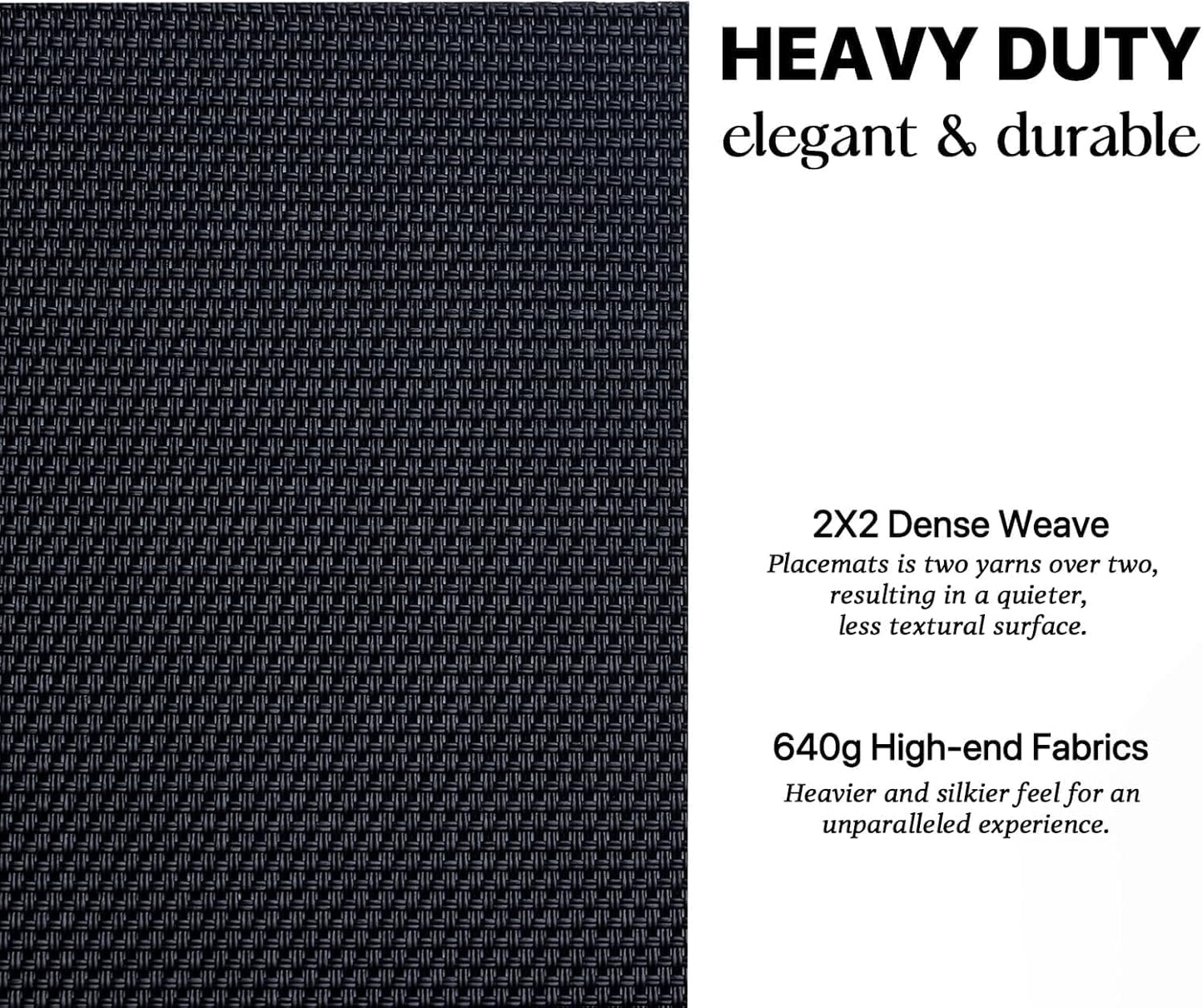 LEXMORE Placemats Set of 12 Vinyl/Plastic Woven Place Mats for Kitchen Table Indoor/Outdoor Washable Placemat Wipeable Dining Table Mats(A-Black)
