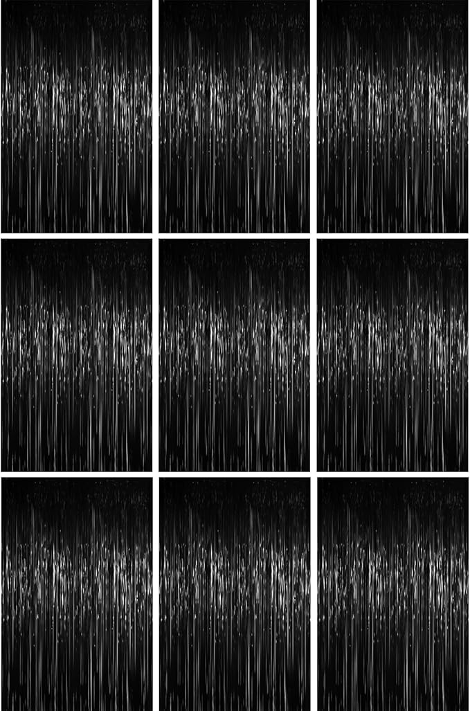 3.3 x 6.6 ft Foil Fringe Backdrop Curtains, Tinsel Streamers Party Decorations, Fringe Backdrop for Birthday, Baby Shower, Gender Reveal, Graduation (9, Black)