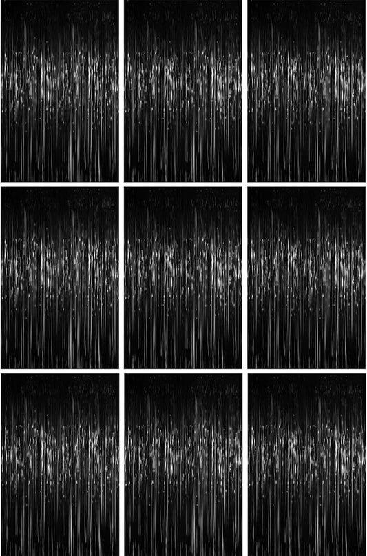 3.3 x 6.6 ft Foil Fringe Backdrop Curtains, Tinsel Streamers Party Decorations, Fringe Backdrop for Birthday, Baby Shower, Gender Reveal, Graduation (9, Black)