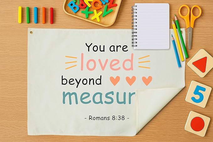 Rectangular Christian Bible Verse Scripture Canvas Banner Wall Decor Flag Sign for Baby Girl Kids,Nursery Bedroom Playroom Nursery Wall Decor,Baby Shower Baptism Christmas Gift-You Are Loved