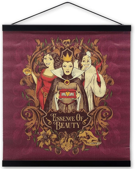 Open Road Brands Disney Villains Essence of Beauty Hanging Canvas Banner - Fun Villains Wall Decor for Movie Room or Bedroom