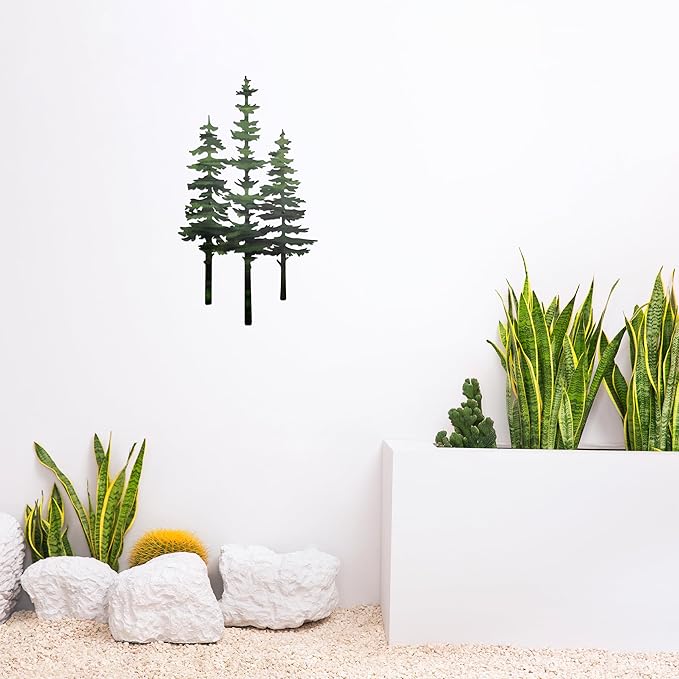 noxozoqm Metal Tree Wall Decor,Cabin & Rustic Wall Decor for Home Office Farmhouse, Indoors & Outdoors(Green)