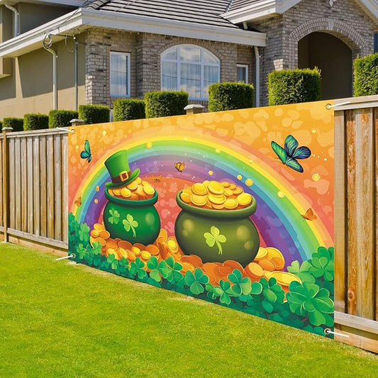 St Patricks Day Banner Backdrop 71"x43" St Patrick's Day Decorations Shamrocks Happy St. Patrick's Day Holiday Backdrop for Indoor Outdoor Party