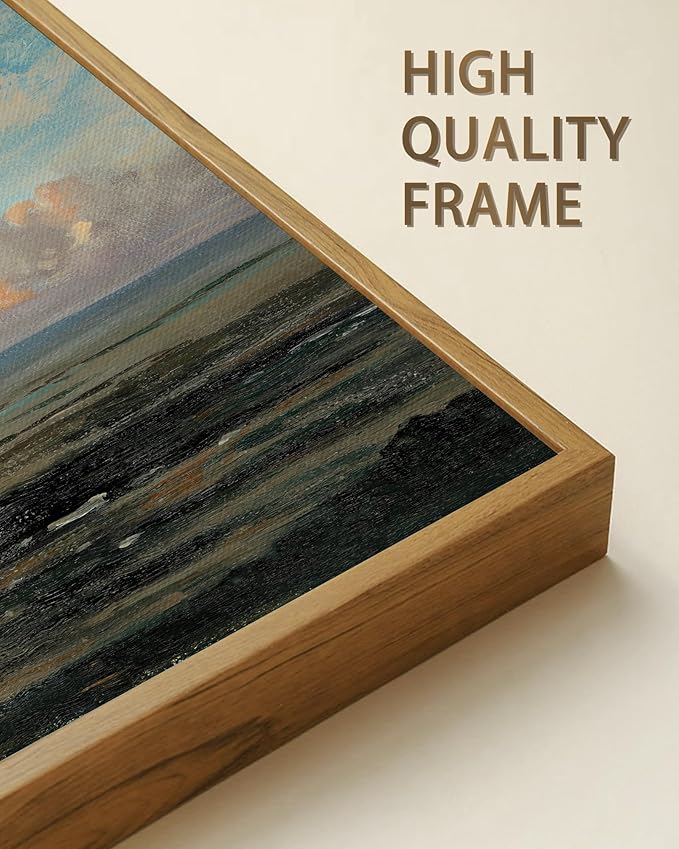 SHENIFY Vintage Framed Wall Art Coastal Sky Landscape Scenery Rustic Home Decor Retro Decorations for Farmhouse Hallway Bedroom Ready to Hang Wall Artwork - 8x10in Natural Framed
