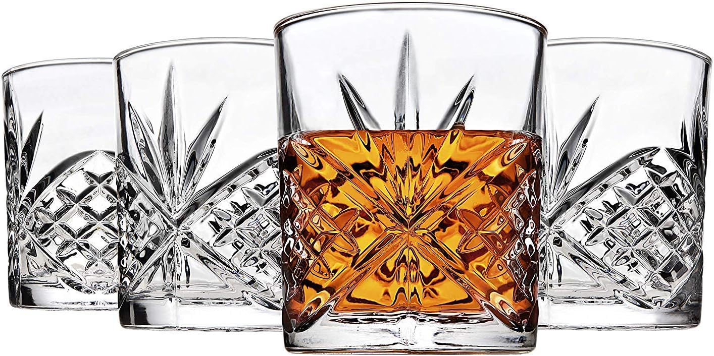 Godinger Dublin Whiskey Decanter, Liquor Decanter with 4 Double Old Fashioned Glasses, Barware, Glassware & Drinkware, for Whiskey, Liquor, Scotch & More, 750ML