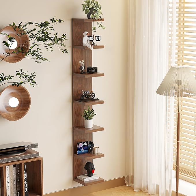 Lack Wall Shelf,Display Floating Shelf (Solid Wood, 7 Tier)