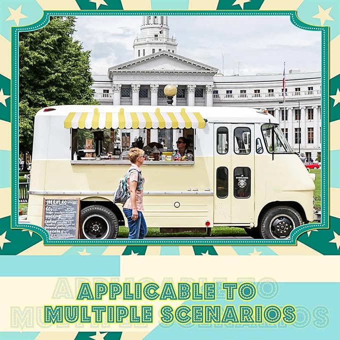 Boao 4 Pack Circus Awning Decoration 3D Stripe Cardboard Awning Carnival Wall Decor Circus Party Favors for Lemonade Stand Bakery Ice Cream Truck Bulletin Board Decor(Yellow and White)