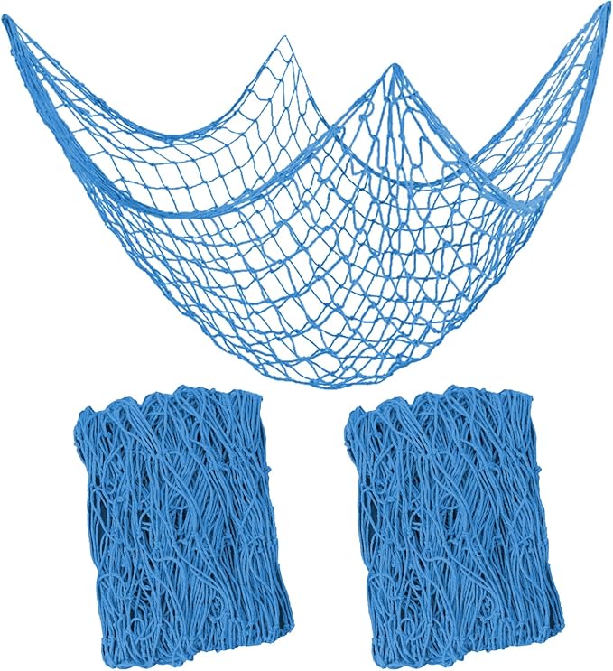 2 PCS Fish Net Decorations, 80 x 40 Inch, Ocean Themed Party Decor Beach, Nautical Wall Hanging Fishing Net for Coastal Bedroom, Bathroom, or Under The Sea Party Decorations