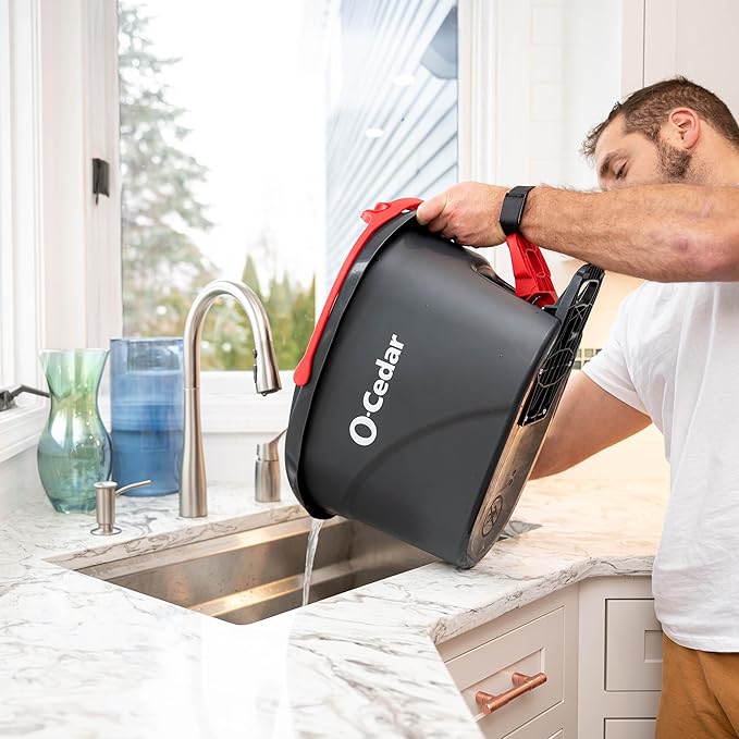 O-Cedar Easywring Microfiber Spin Mop & Bucket Floor Cleaning System with 4 Extra Refills