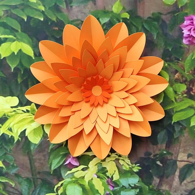 Orange Paper Flower for Fall Autumn Thanksgiving Anniversary Birthday Orange Wedding Party Backdrop Nursery Wall Home Decor Pack of 6