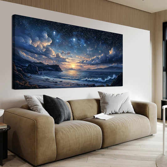 Canvas Wall Art Decor Large Wall Art Pictures for Living Room Canvas Art Wall Decor Landscape Coastal Wall Art Prints Green Artwork for Walls Beachside Art Work for Home Office Wall Decor 24" x 48"