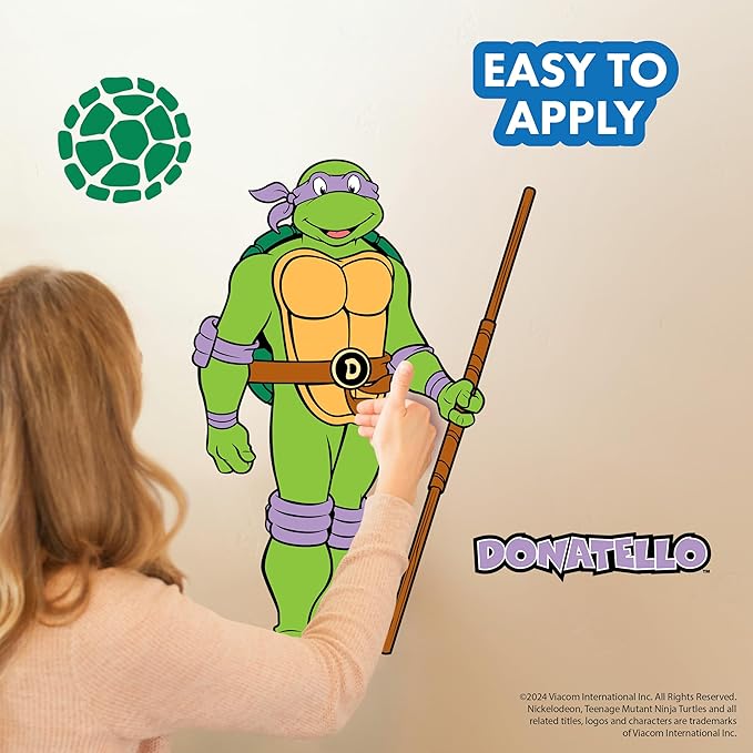 TMNT Teenage Mutant Ninja Turtles Donatello Wall Decal - 21" Donnie Purple Vinyl Wall Sticker Bedroom Decorations - Peel and Stick Room Decor