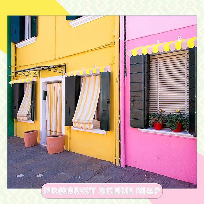 Boao 4 Pack Circus Awning Decoration 3D Stripe Cardboard Awning Carnival Wall Decor Circus Party Favors for Lemonade Stand Bakery Ice Cream Truck Bulletin Board Decor(Pink and Yellow)