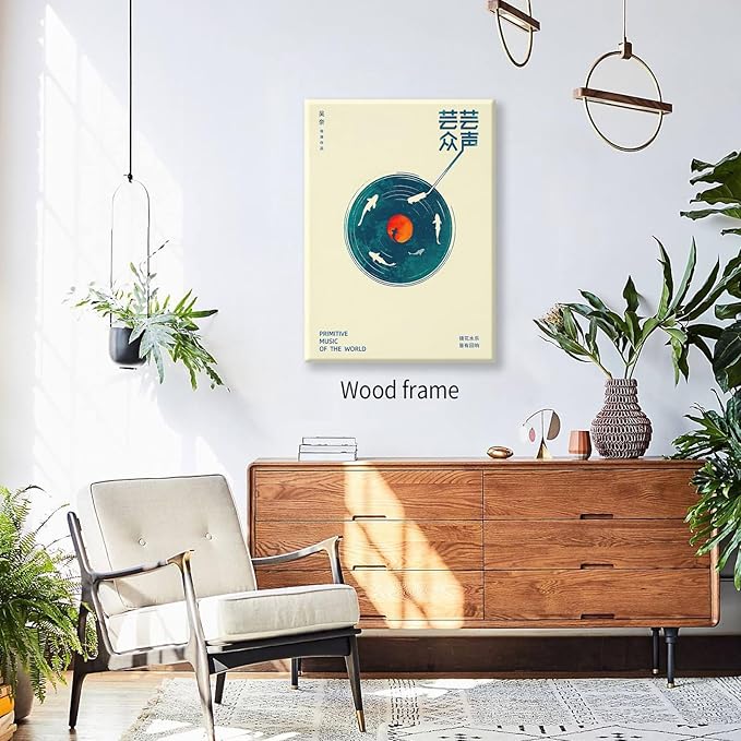 Japanese Wall Art - Retro Japanese Music Poster - Japanese Music Picture Prints Modern Ukiyo-e Decor Poster for Japanese Home Bedroom Decorations Artwork8x10in Framed