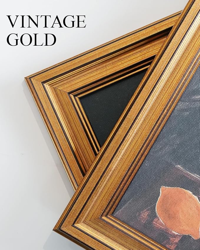 ARPEOTCY Gold Framed Canvas Art Prints, 8x10inch, Botanical Wildflower Art Painting, Vintage Country Decor for Bathroom Bedroom Kitchen Shelf, Rustic Cottagecore Minimalist Plant Pictures