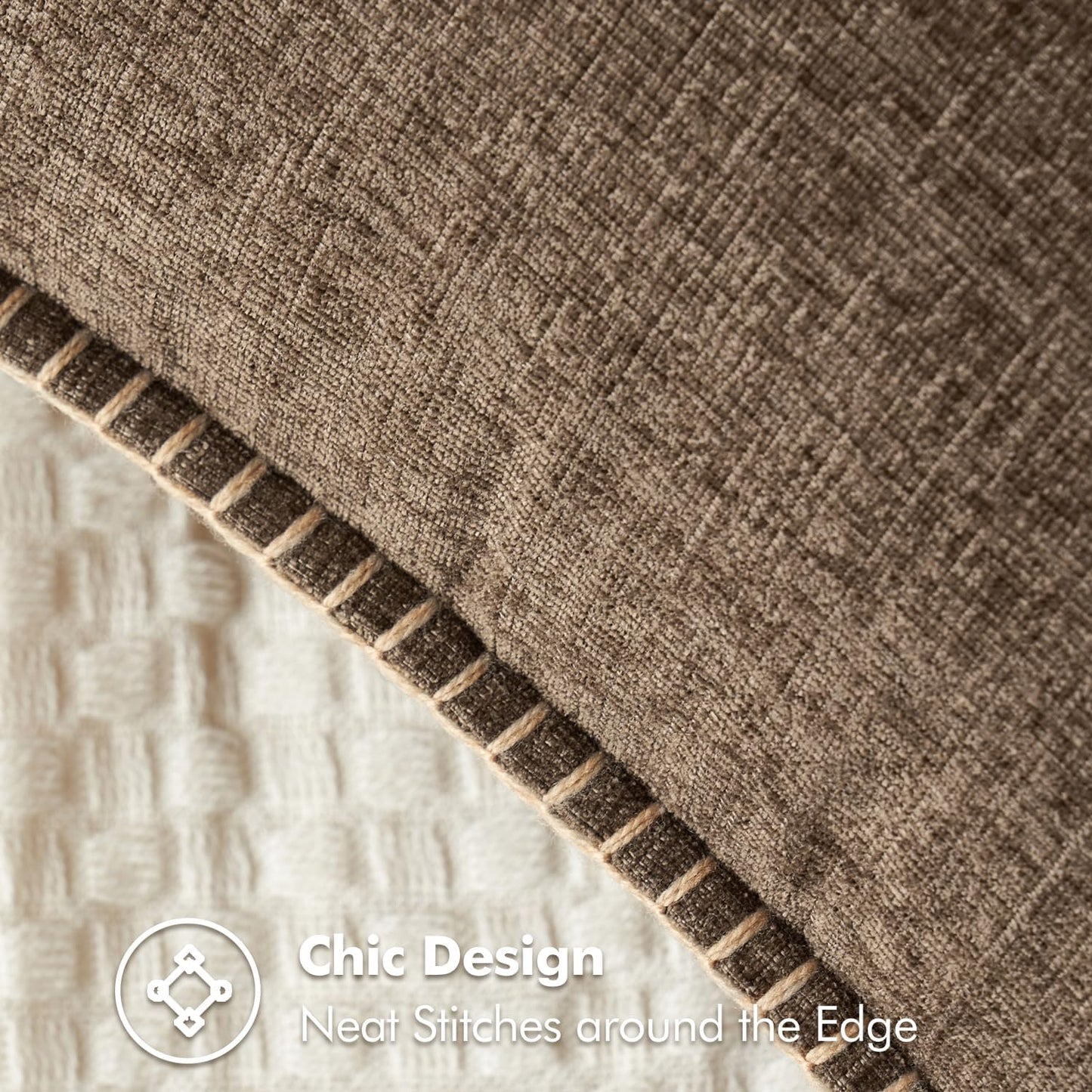 MIULEE Pack of 2 Couch Throw Pillow Covers 20x20 Inch Brown Farmhouse Decorative Pillow Covers with Stitched Edge Soft Chenille Solid Dyed Spring Pillow Covers for Sofa Bed Living Room